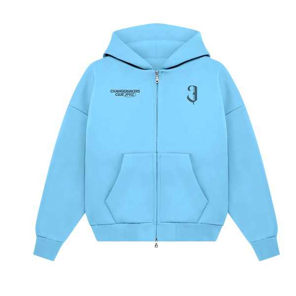 Two-way Zipper Hoodie [Ocean Blue]